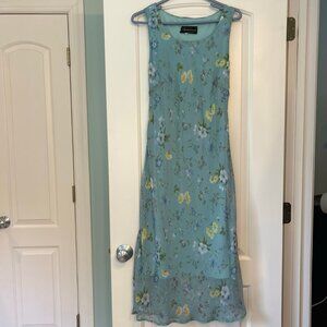 connected apparel Seafoam Blue Floral Midi Dress